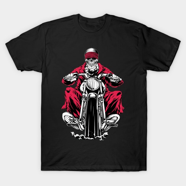 Skeleton riding a motorbike T-Shirt by Rossla Designs